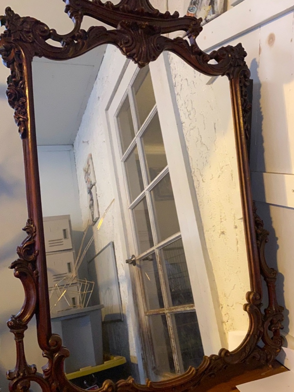 Ornate Vintage-Style Brown Wall Mirror